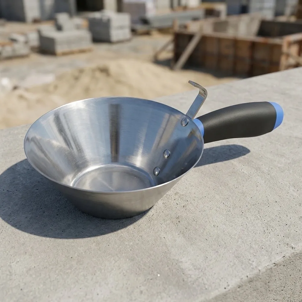 Ergonomic Ash Scoop with 18cm Stainless Steel Bowl for Cement Plaster and Dry Material Handling and Workspace Organization