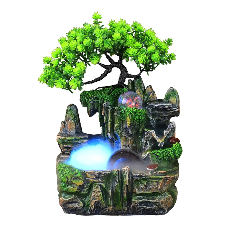 Indoor Tabletop Fountains Rockery, Water, Waterfall, Plants, Desktop Fountain, Atomizing Humidifier Home Office Decor