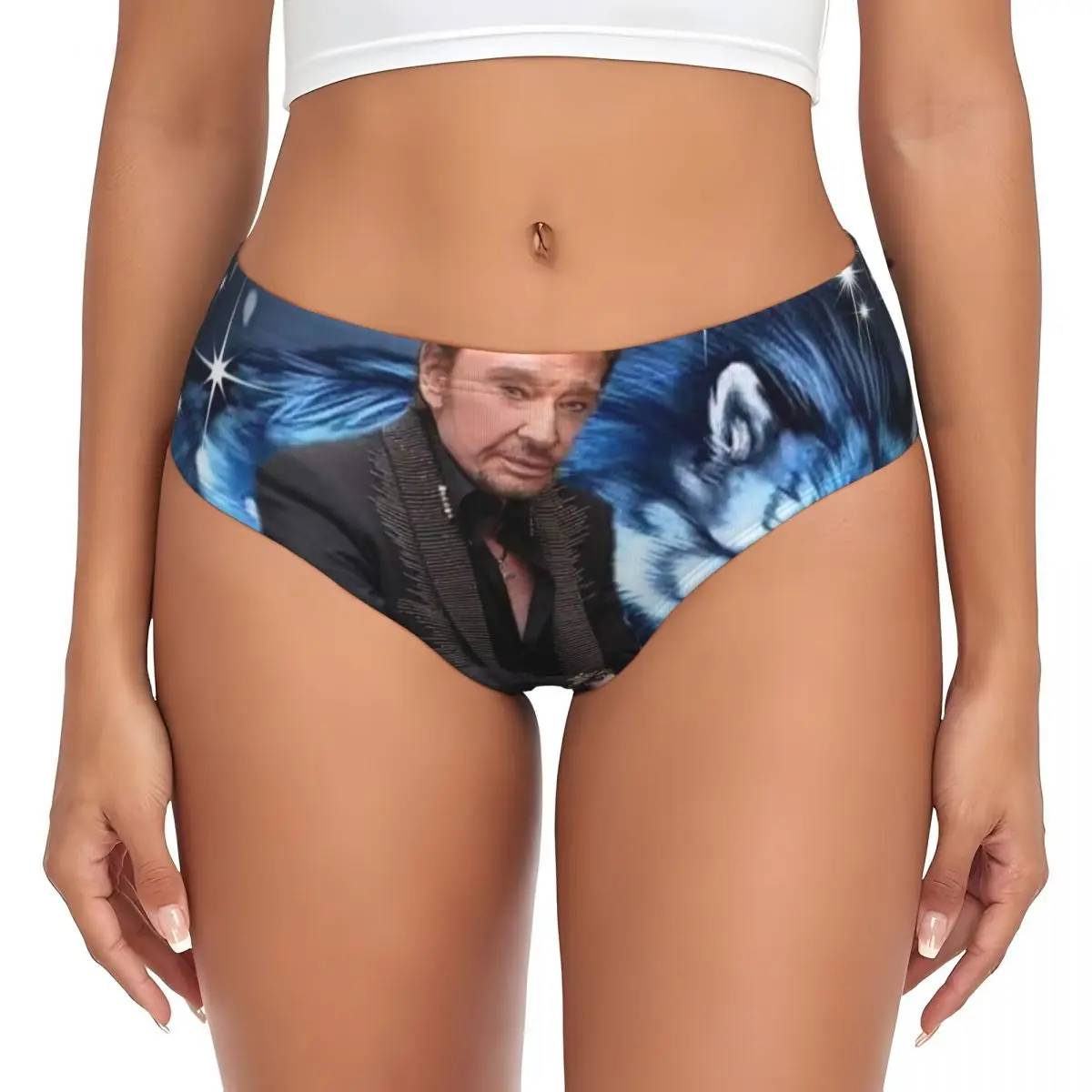 Custom Womens Johnny Hallyday Brief Panties Female Soft French France Singer Underwear Underpants