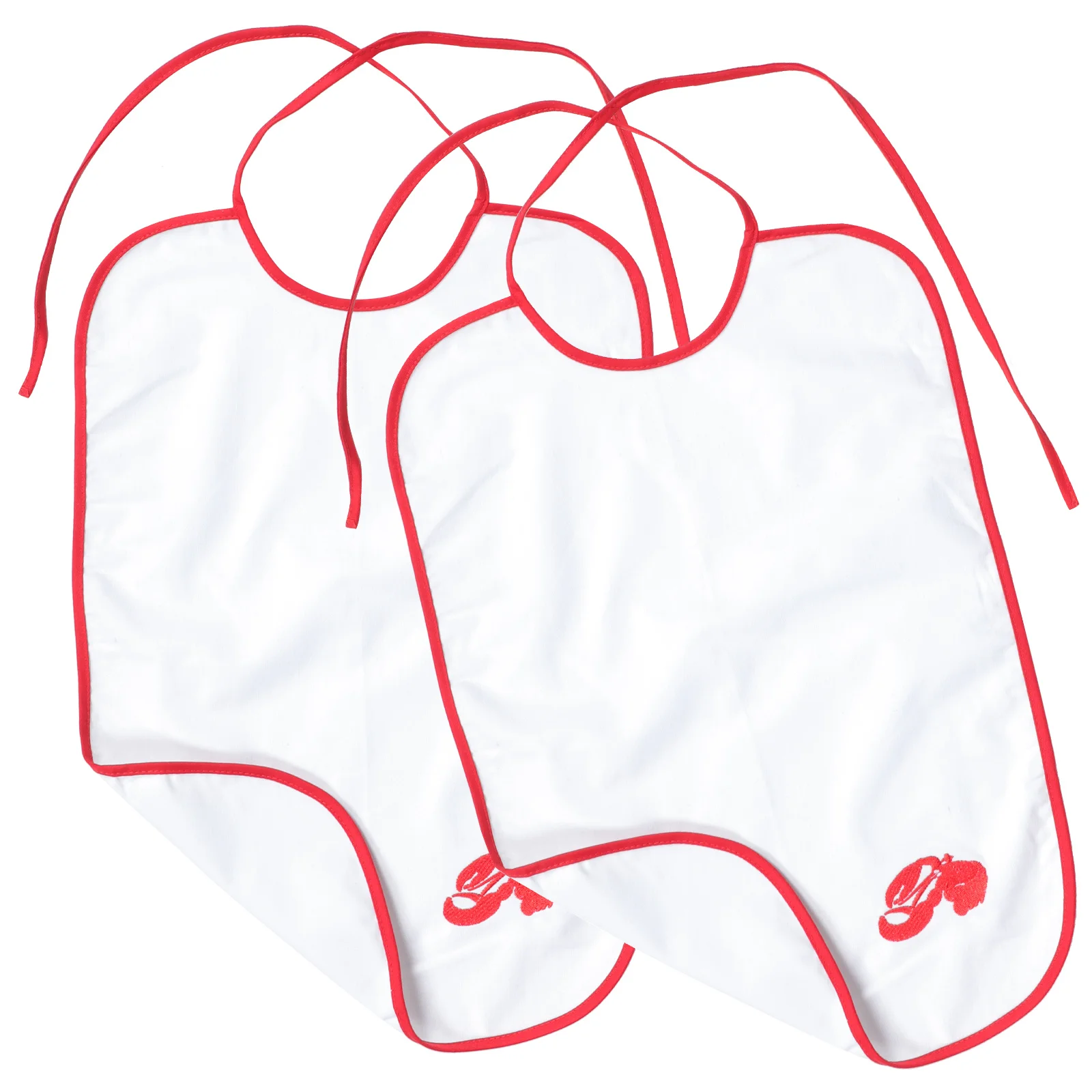 

2pcs Cotton Adult Bib Washable Large Size Elderly Bib For Eating Mealtime Protection Home Hospital Caregiver Use