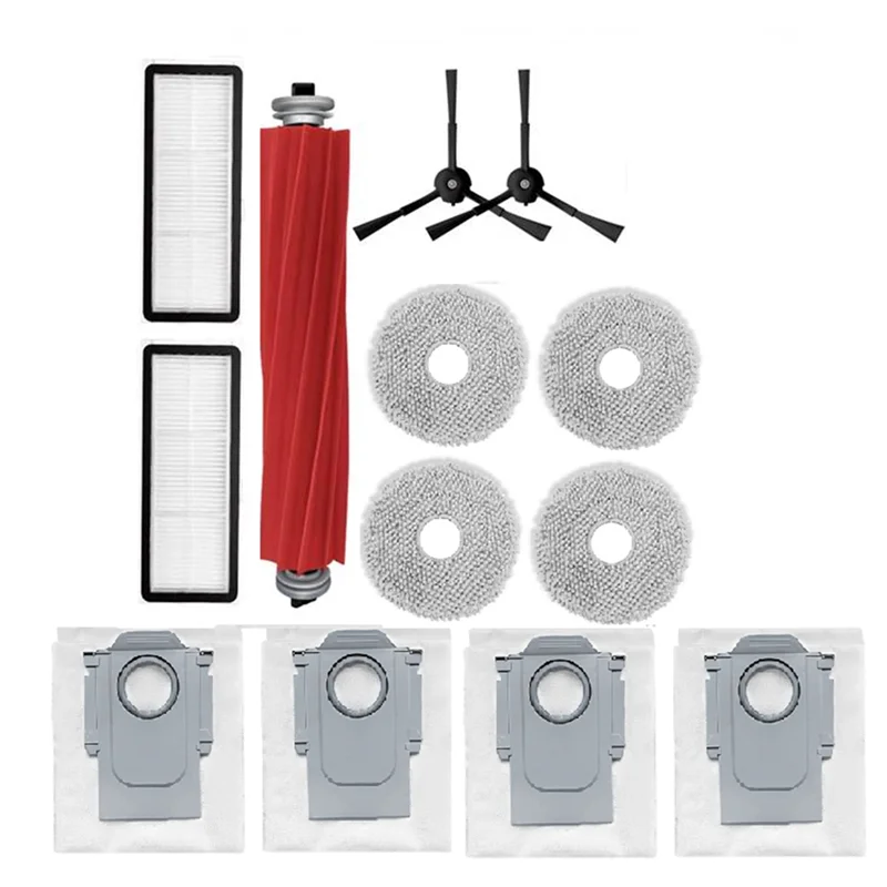 A02V-ملحقات المكنسة الكهربائية 13 قطعة لـ Roborock Qrevo Plus تتميز بالفرشاة الرئيسية وفرشاة جانبية ومرشح الممسحة وأكياس الغبار