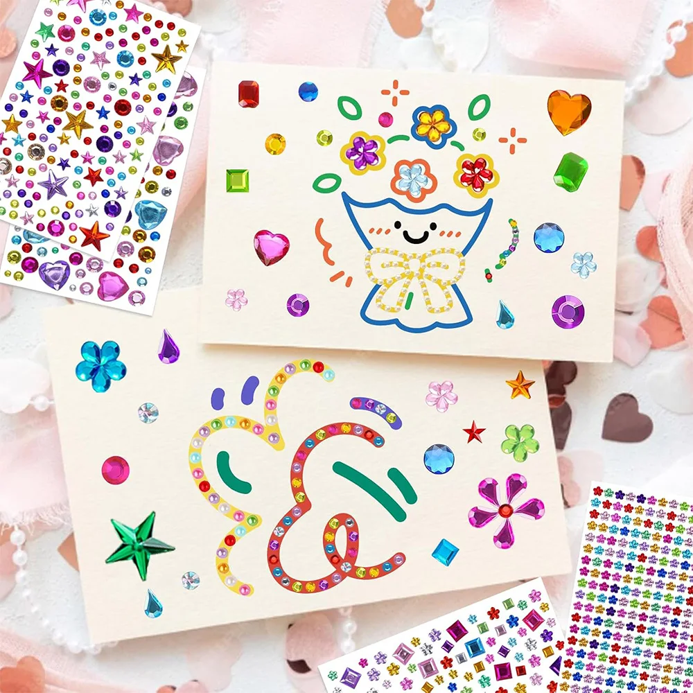 635-2774 Stück Edelstein-Aufkleber, Schmuck-DIY-Bastelset, selbstklebend, verschiedene Formen, Strass-Gesichtsschmuck, Acryl, glitzernd, Party- und Feiertagsgeschenk – Detail 6