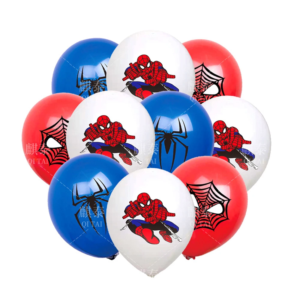 16pcs/lot SpiderMan Theme Latex Balloons Happy Birthday Party Decorations Boys Favors Baby Shower Party Supplies