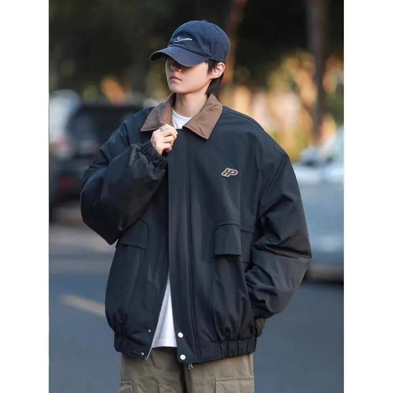 Retro Bomber Jackets Men Women Loose High Street Hip Hop Motorcycle Color Block Coat Spring Autumn Short Zipper Vintage Outwear