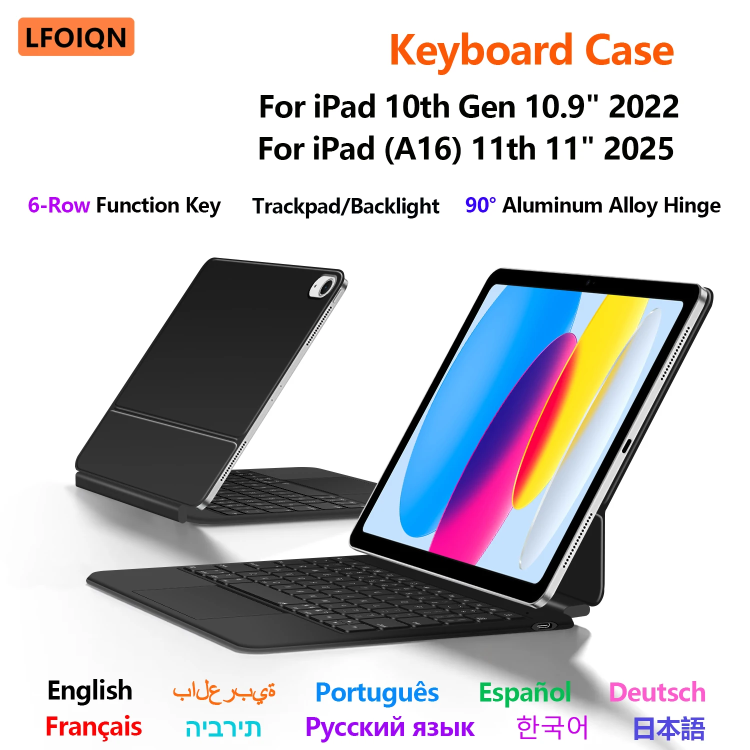 Magnetic Keyboard Case For iPad 10 10th Generation 2022 & 11th A16 2025 Smart Cover Folio Multi-Touch Trackpad Magic Keyboard
