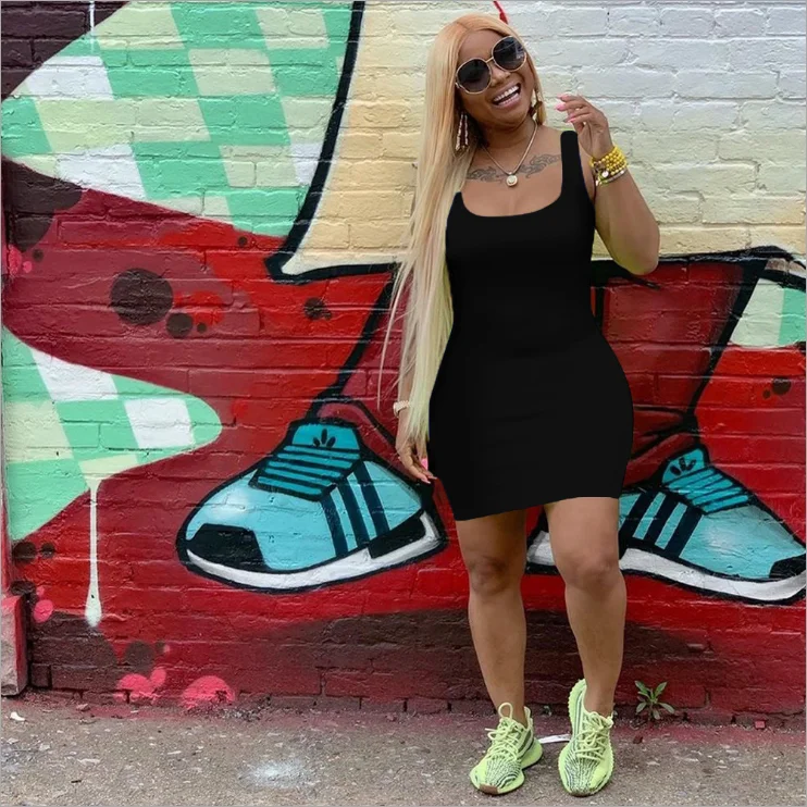 فستان نسائي كاجوال أحادي اللون ، صيف ، جديد ، حزام