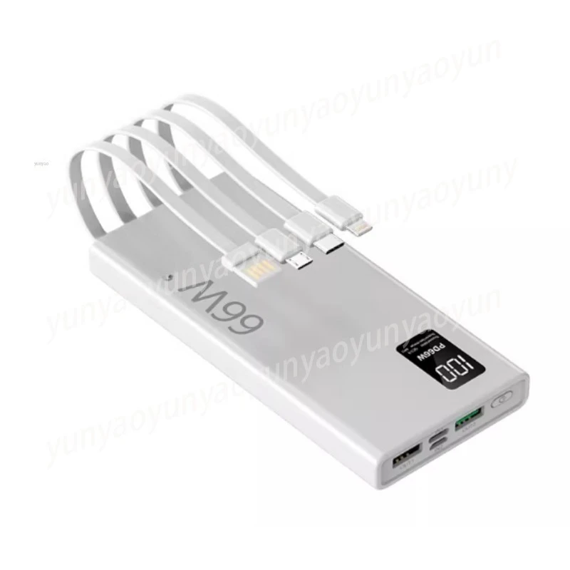 

Портативное зарядное устройство (Power Bank) 20000 мАч 66 Вт с супербыстрой зарядкой и функцией Flash Charging, с возможностью подключения собственного кабеля