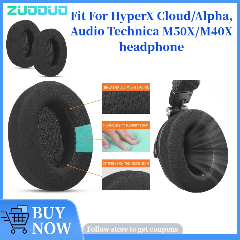 

Replacement Protein Leather Ear Pads Cushion Cover Earpads for HyperX Cloud/Alpha, Audio Technica M50X/M40X Headset