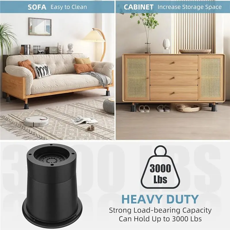 ABRW-Bottom Lifters For Furniture Heavy Duty Round Rubber For Sofas, Tables, Beds And Chairs Lifters
