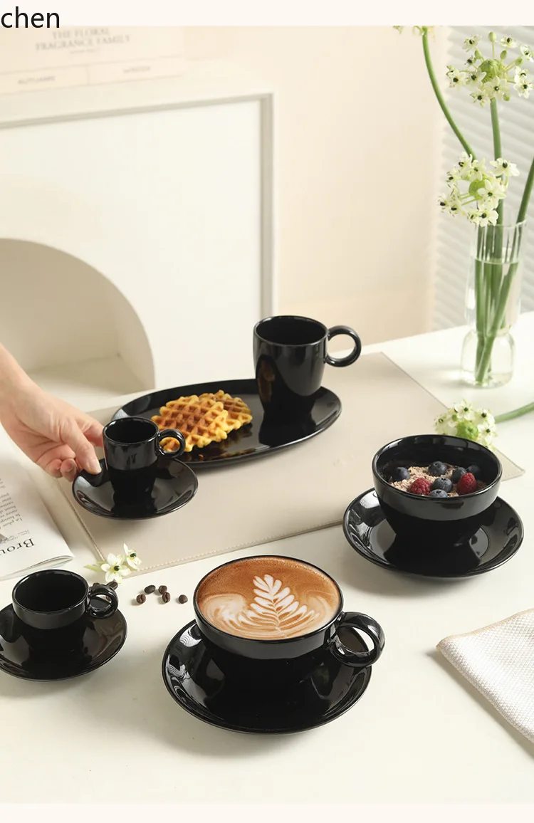 ZML ceramic coffee cup high-end cup and saucer set for home use, latte art cup set
