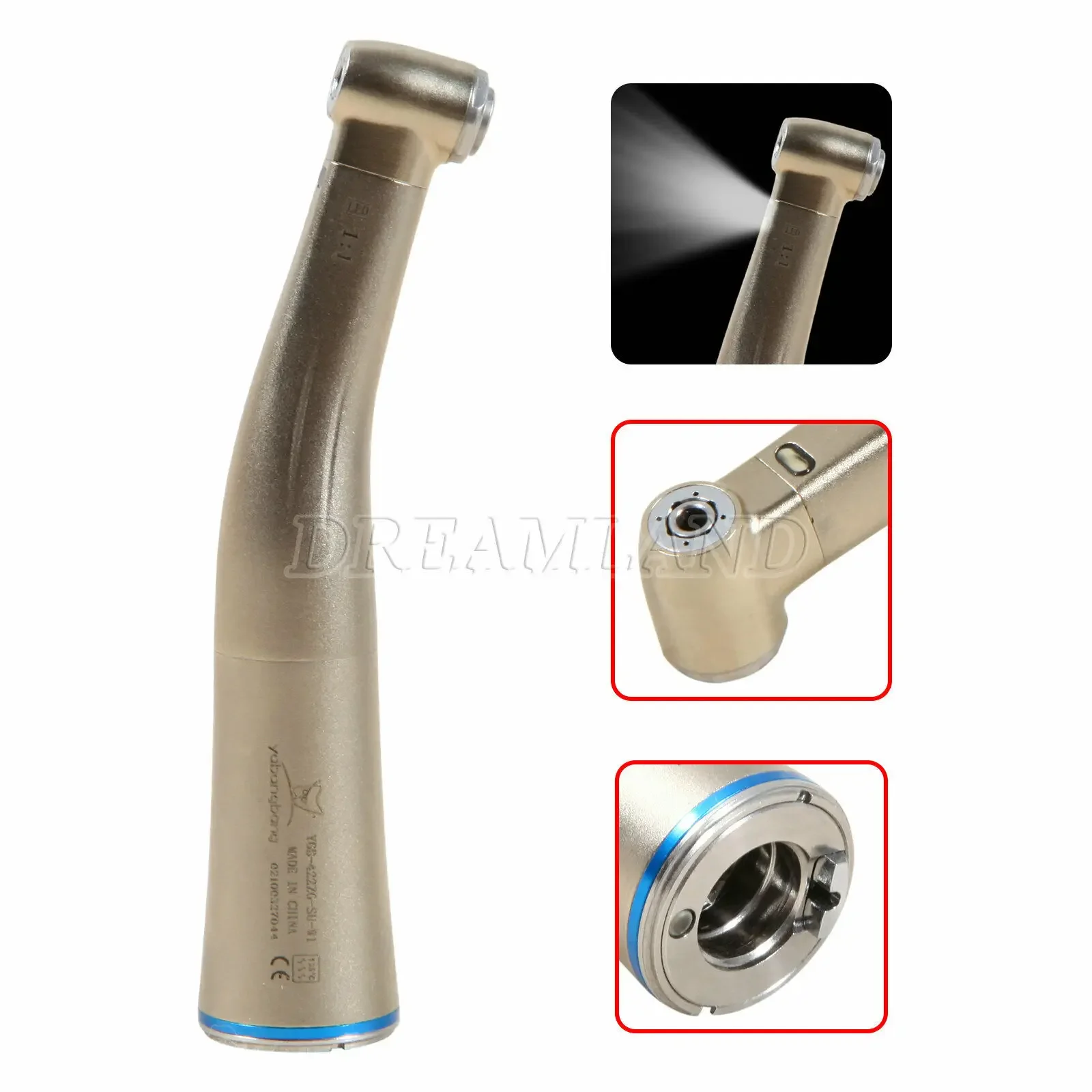 LED Fiber Optic 1:1 Dental Contra Angle Handpiece Blue Ring Inner Fit NSK Sirona Kavo