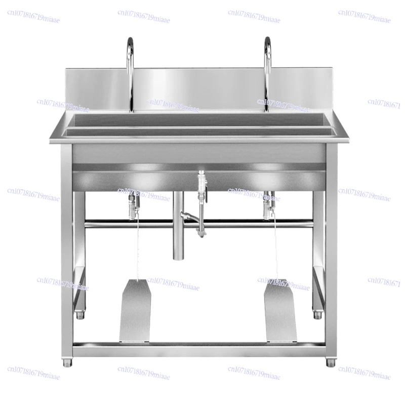 

Stainless Steel Foot Pedal Wash Basin Commercial Food Factory Hotel Single Multi-person School Hospital Sterile Hand Wash Basin