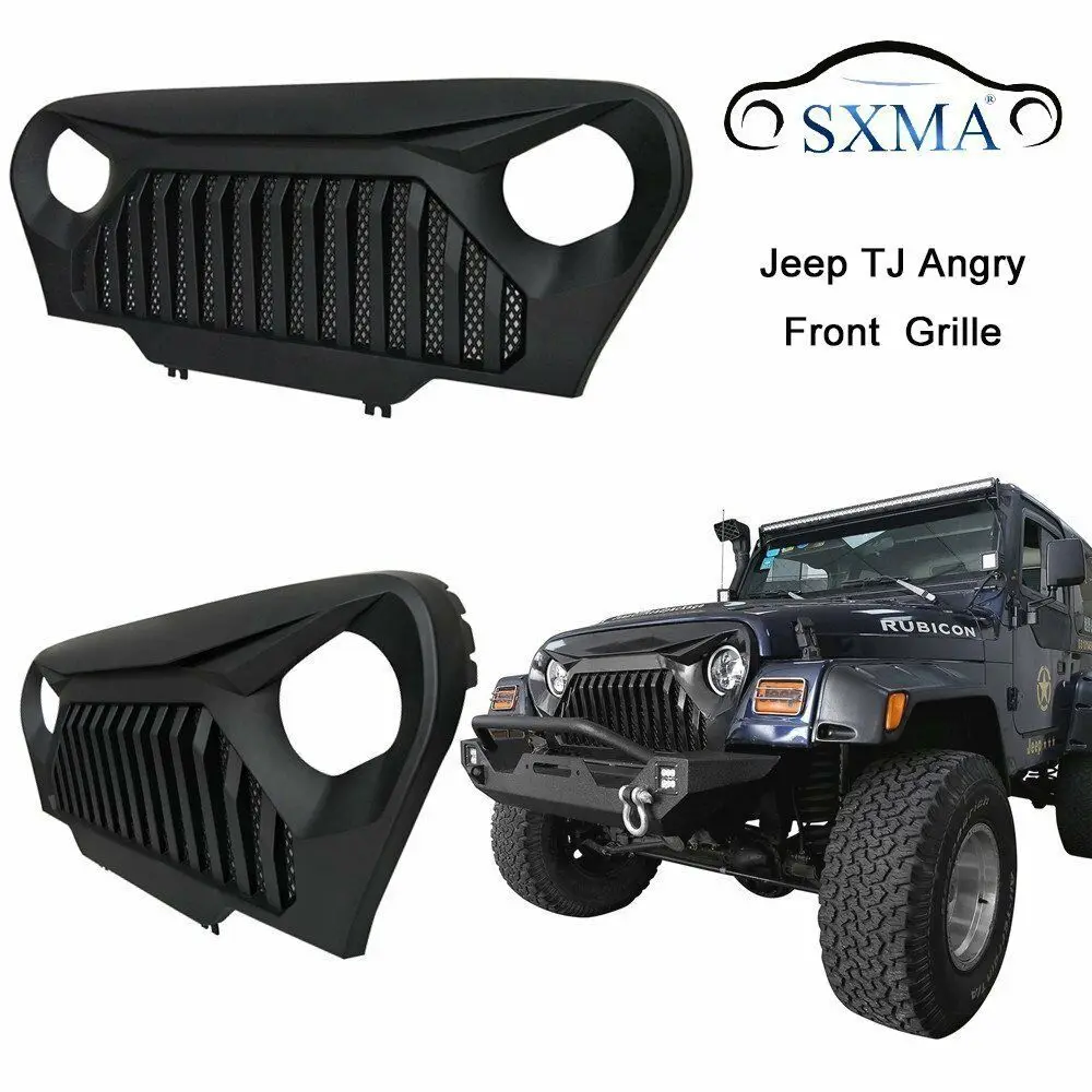 TJ Front Grille Gladiator Vader Matte Black Grid Grill ABS for Jeep Wrangler TJ 1997-2006  J282 LantSun