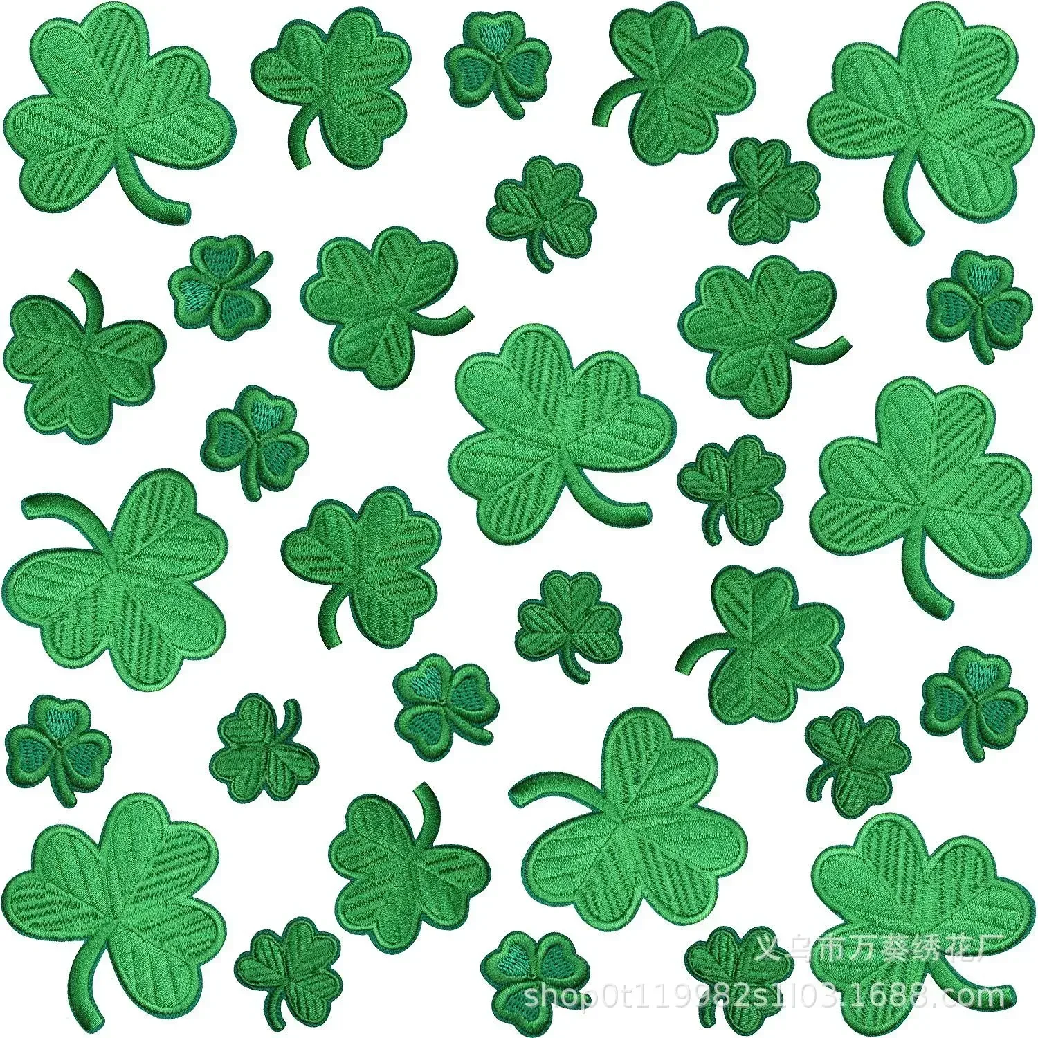 10/50/100PCS Wholesale Lucky Leaf Embroidery Cloth Sticker Patrick's Holiday Theme Small Leaf Patch Sticker  Decoration Ironing