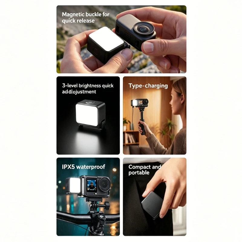 Pocket-Size Action Camera Fill Light for Vlog, Portrait and Video