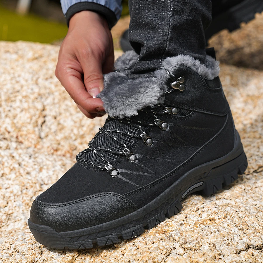 Herren-Schneestiefel, Winterschuhe, Schnürschuhe, warmhaltend, rutschfest, zum Gehen, Klettern, Wandern, Plateausohle, Outdoor-Herren-Knöchelstiefel. – Detail 9