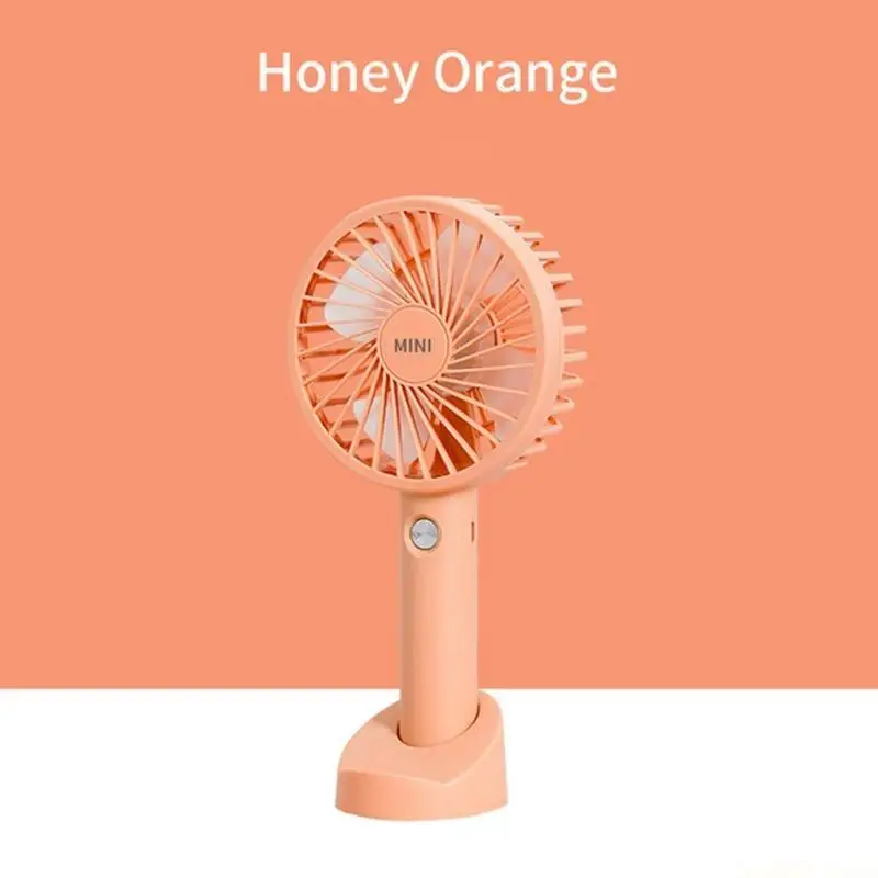 D0AB Stylish Rechargeable Handheld Fan 3-speed Wind Silent Desk Fan with Base Fan 1200mAh Gift for Valentine's Day