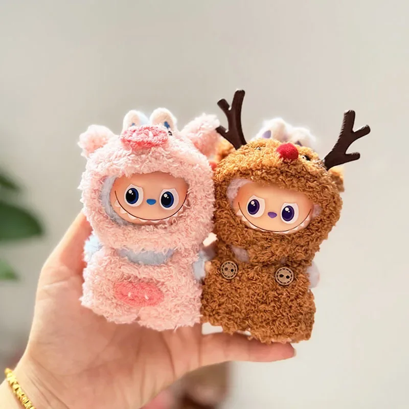 ชุดตุ๊กตา Labubu น่ารัก ชุดกุ้งทอด สำหรับตุ๊กตา Labubu ขนาดเล็ก 4.0 ชุดผึ้งสีเหลือง ไดโนเสาร์ ฉลาม อุปกรณ์เสริมตุ๊กตา
