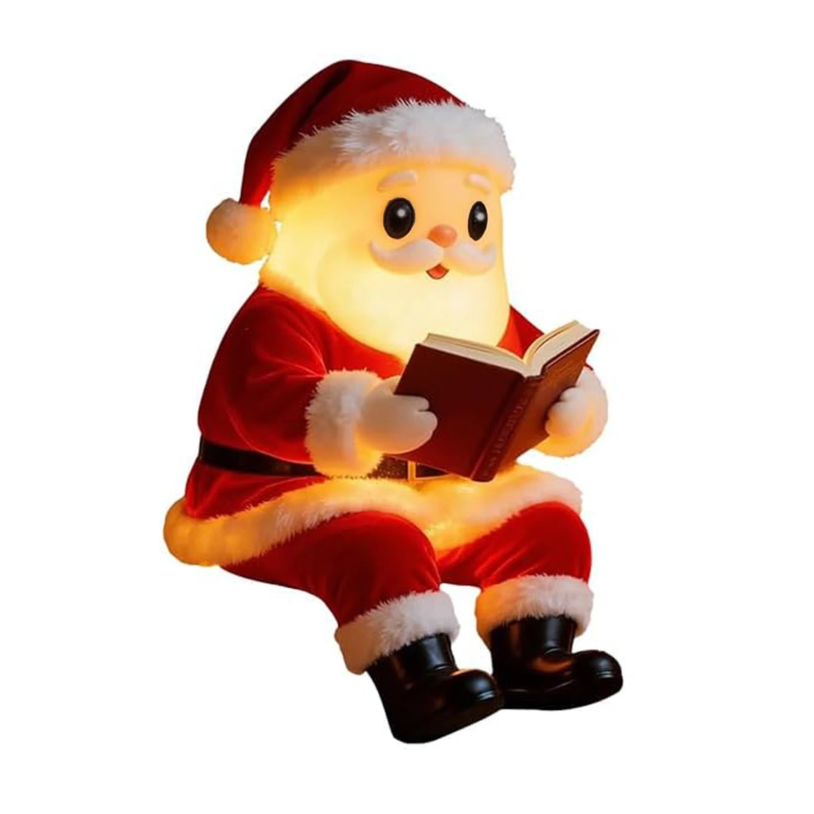Resin Soft Lighting Santa Claus Figurine Christmas Table Mantle Decoration Lamp For Home Party Santa Claus Figurines