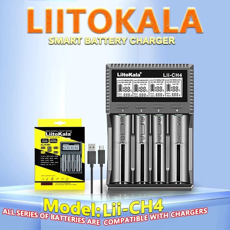 LiItoKala Lii-CH4 Smart Charger Intelligent Battery Charger For 1.5V AA AAA Li-ion Lithium Rechargeable Battery