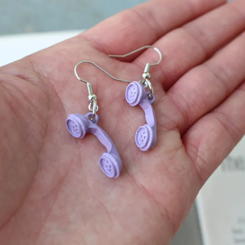 1 pair Kawaii Vintage Phone Receiver Pendant Women\'s Earrings for Girls Party Jewelry Unique Drop Earrings Gifts 4 Color Options
