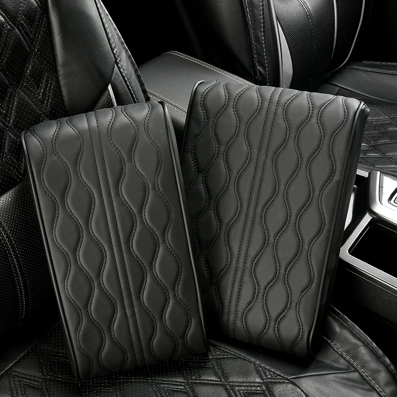 

Car armrest pad, center console armrest protection pad, wave embroidery PU leather car armrest storage box cover pad