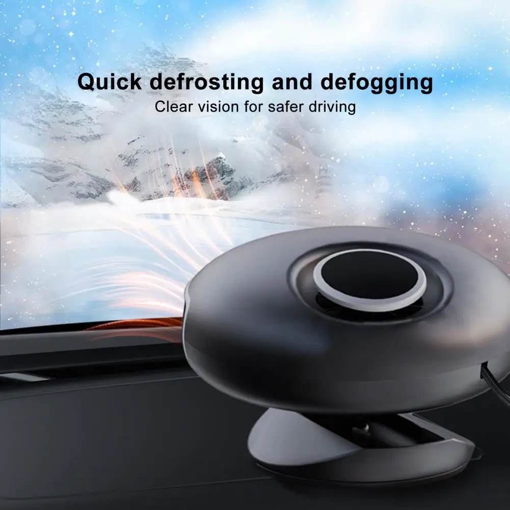 12V 150W 360Degree Portable Electric Car Heater Heating Cooling Fan Warmer Wind Defrosting Black ABS Snow Demister Defroster 2in