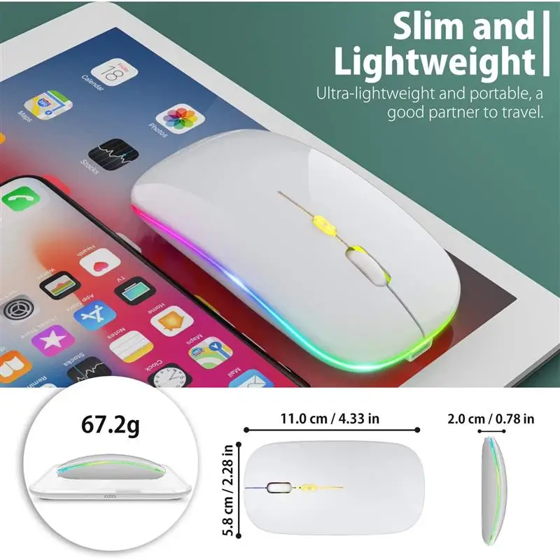 Bluetooth dual-mode mouse silent notebook wireless charging light-emitting silent silent mouse