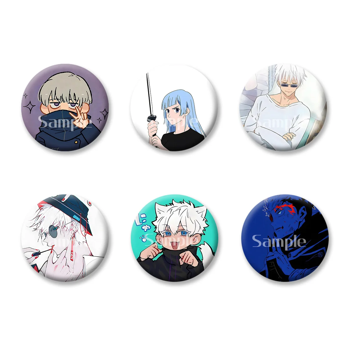 

Jujutsu Kaisen Itadori Yuji Gojo Satoru Flash Badge Keychains Makeup Mirror Fridge Magnet ACG Goods Anime Cartoon Peripherals