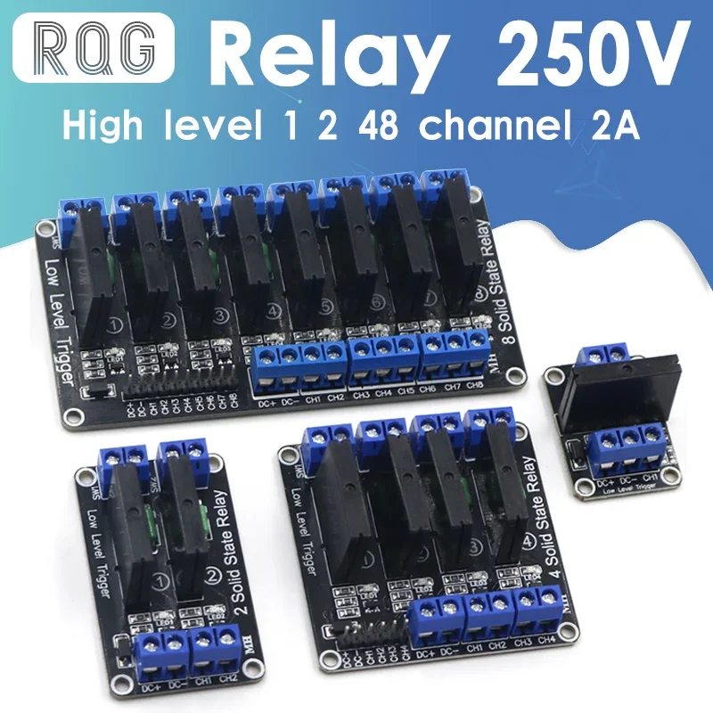 5V Relay 1 2 4 8 Channel SSR High Low Level Solid State Relay Module 250V 2A For Arduino