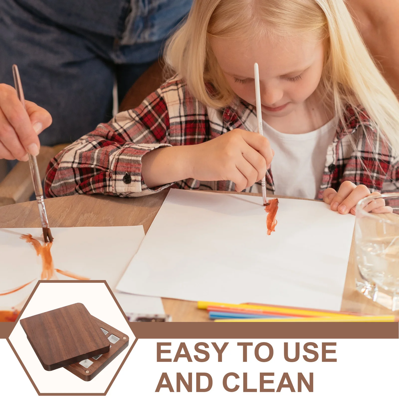 لوحة ألوان مائية خشبية، صندوق طلاء صغير فارغ، علبة خلط الصباغ المحمولة للفنانين والطلاب، لوحة فنية للسفر