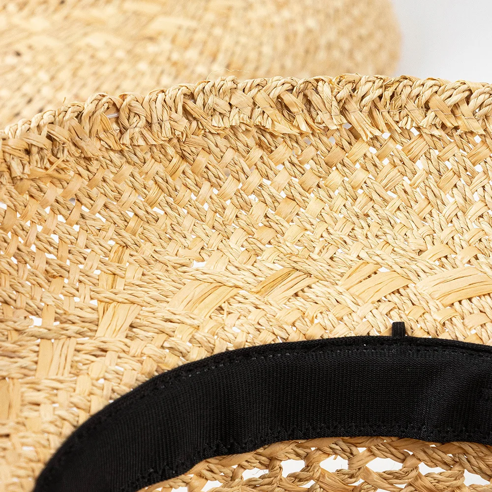 New Cloche Raffia Sun Hat for Women Summer Hat Designer Hollow Straw Hat Natural Handmade Bucket Hat Beach Hat Outdoor Party Hat