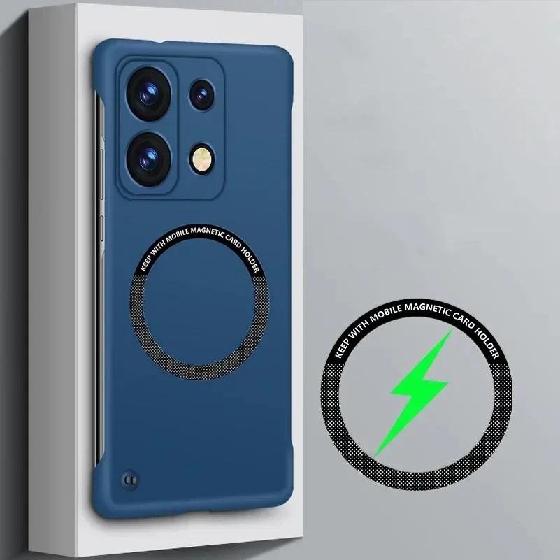 

Безрамный чехол с магнитной катушкой для телефона Redmi Note 13 11S 11T 14 12 Pro Plus K50i 5G, матовый чехол из жесткого ПК