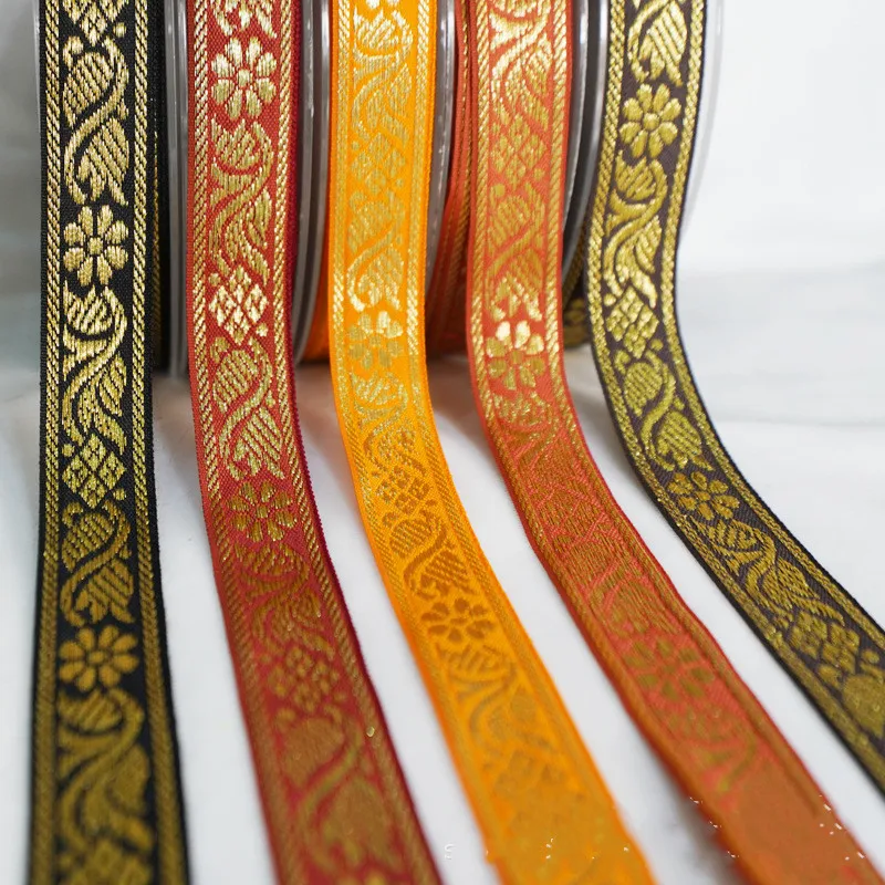 1 Yards Flower Ribbon Jacquard Decoration Stripe Ethnic Webbing DIY Trim