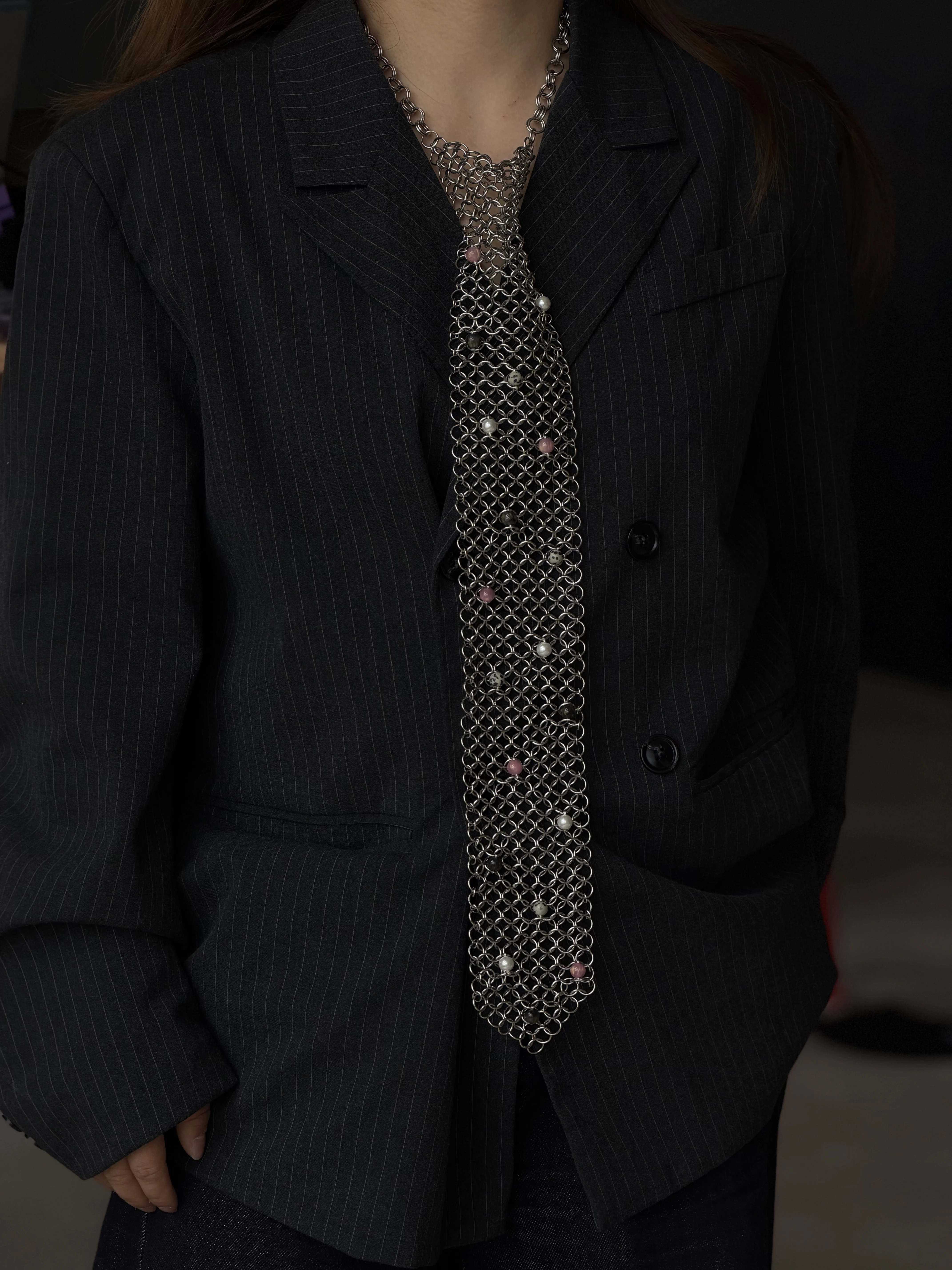 Medieval suit thug chain mail tie hand-woven niche sub-punk universal neutral