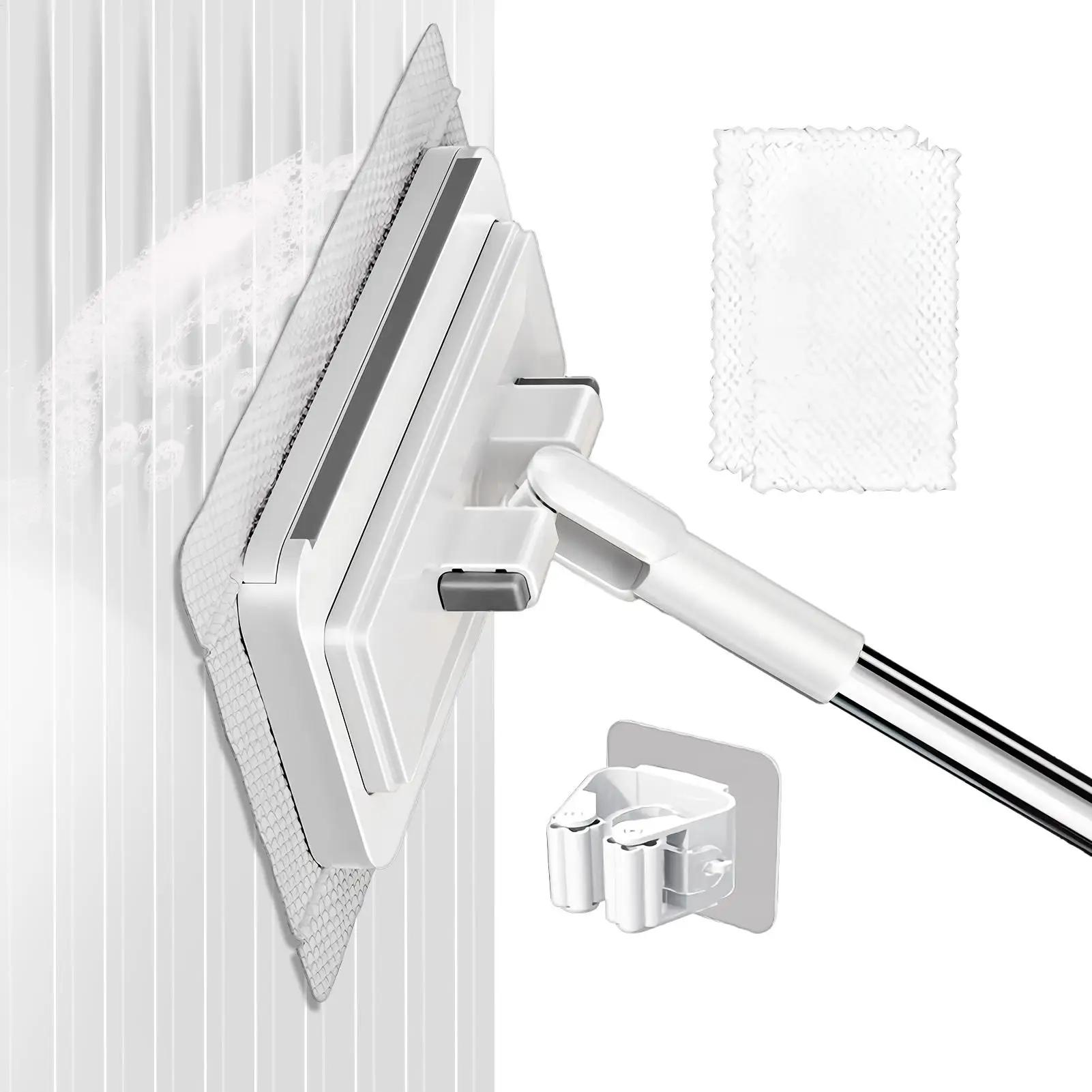 Einziehbarer Staubwischer mit langem Griff, handfreier multifunktionaler Flachmopp für Wände, Badezimmer und Toiletten-Ecken ﻿
