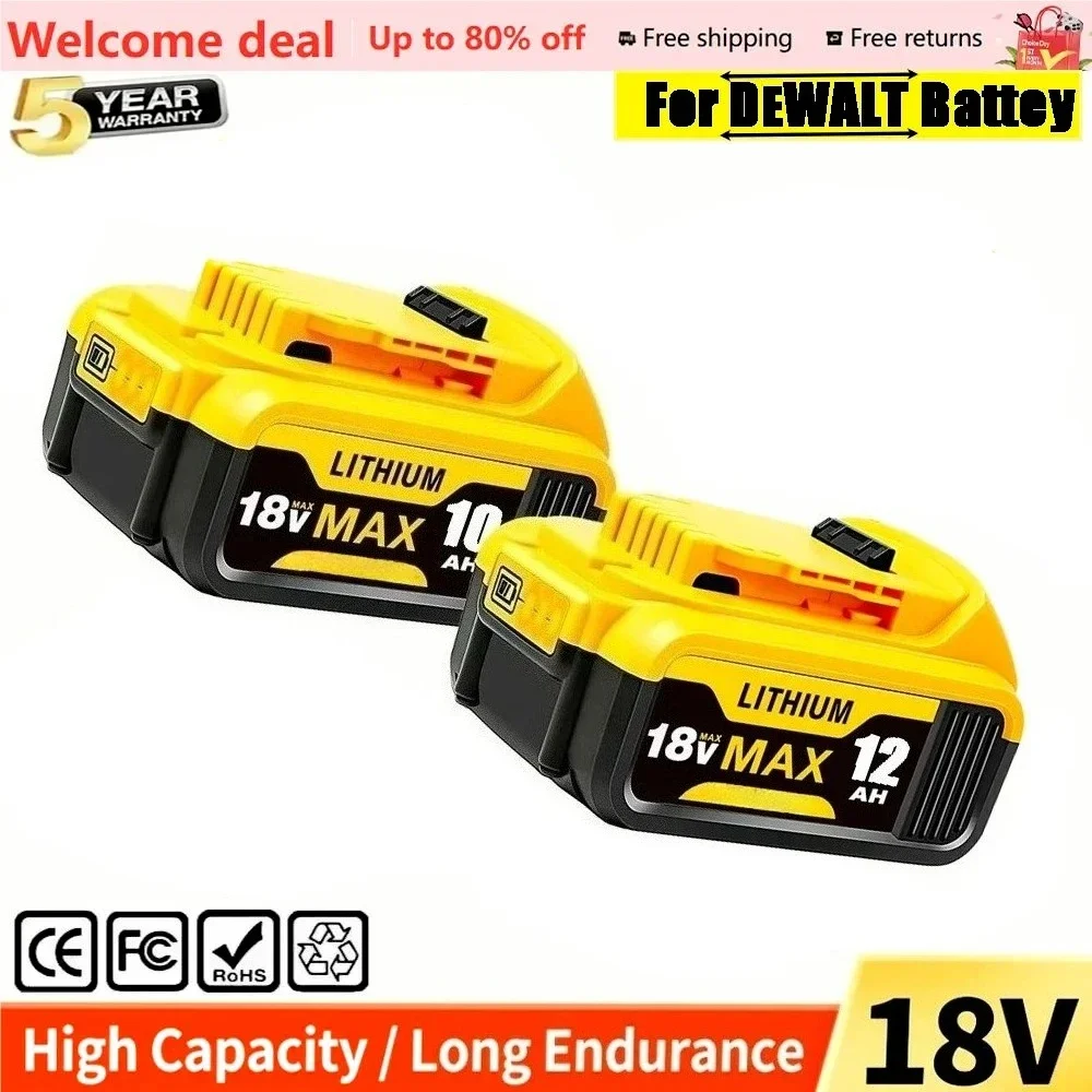 For Dewalt Original 12000mAh 18V Power Tool Battery DCB206 18V 10.0Ah DCB206 DCB205 DCB200 Lithium Ion Battery For Dewalt