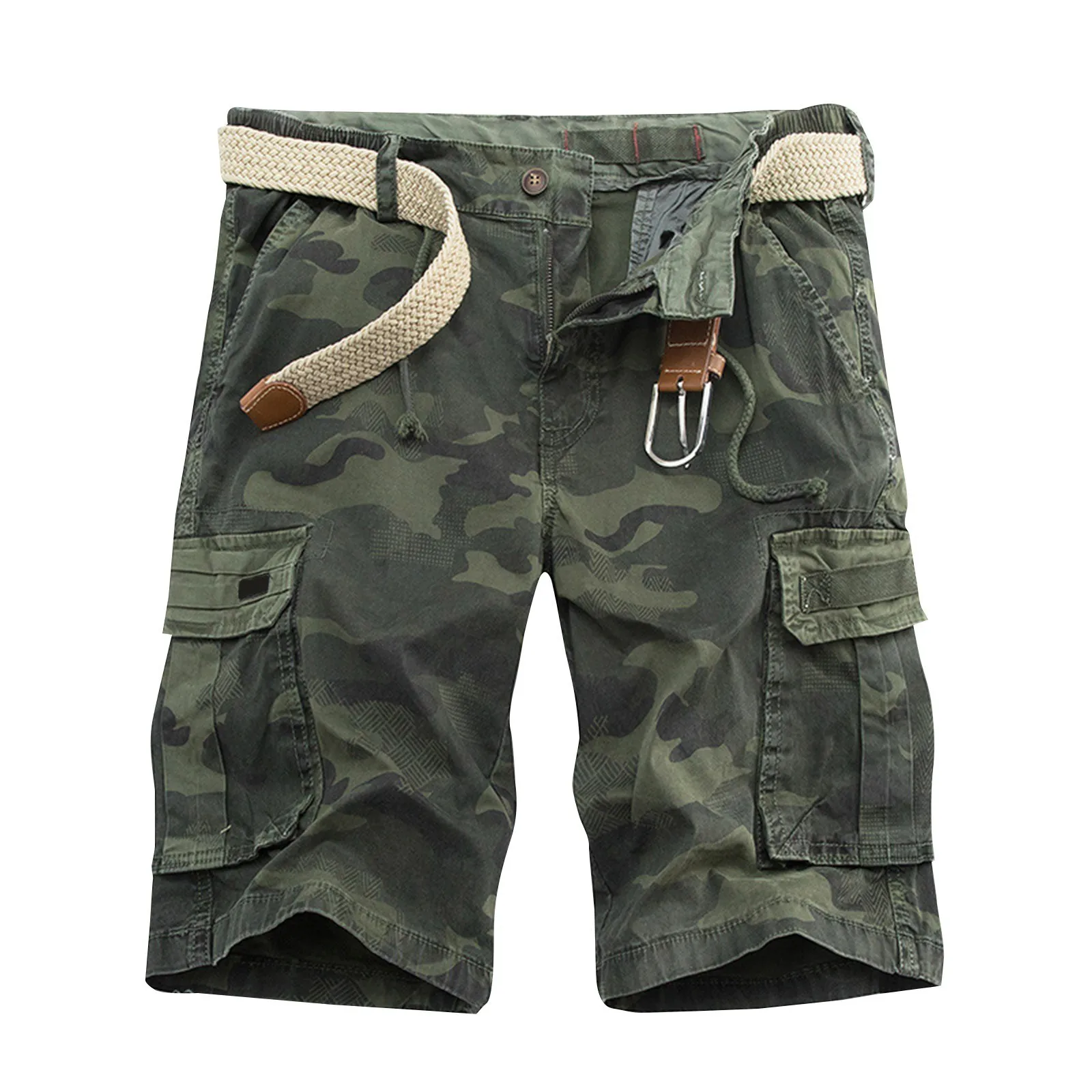 Mens Summer Pockets Cargo Shorts Men Camouflage Pattern Casual Fashion Loose Cargo Shorts Multi-Pocket Workwear Pantalones 2024