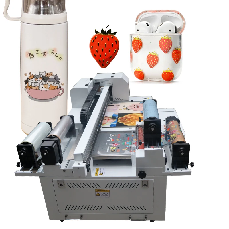 Industrial digital new style uv flatbed crystal carving integrated printer multicolor three printhead for cloth paper plastic