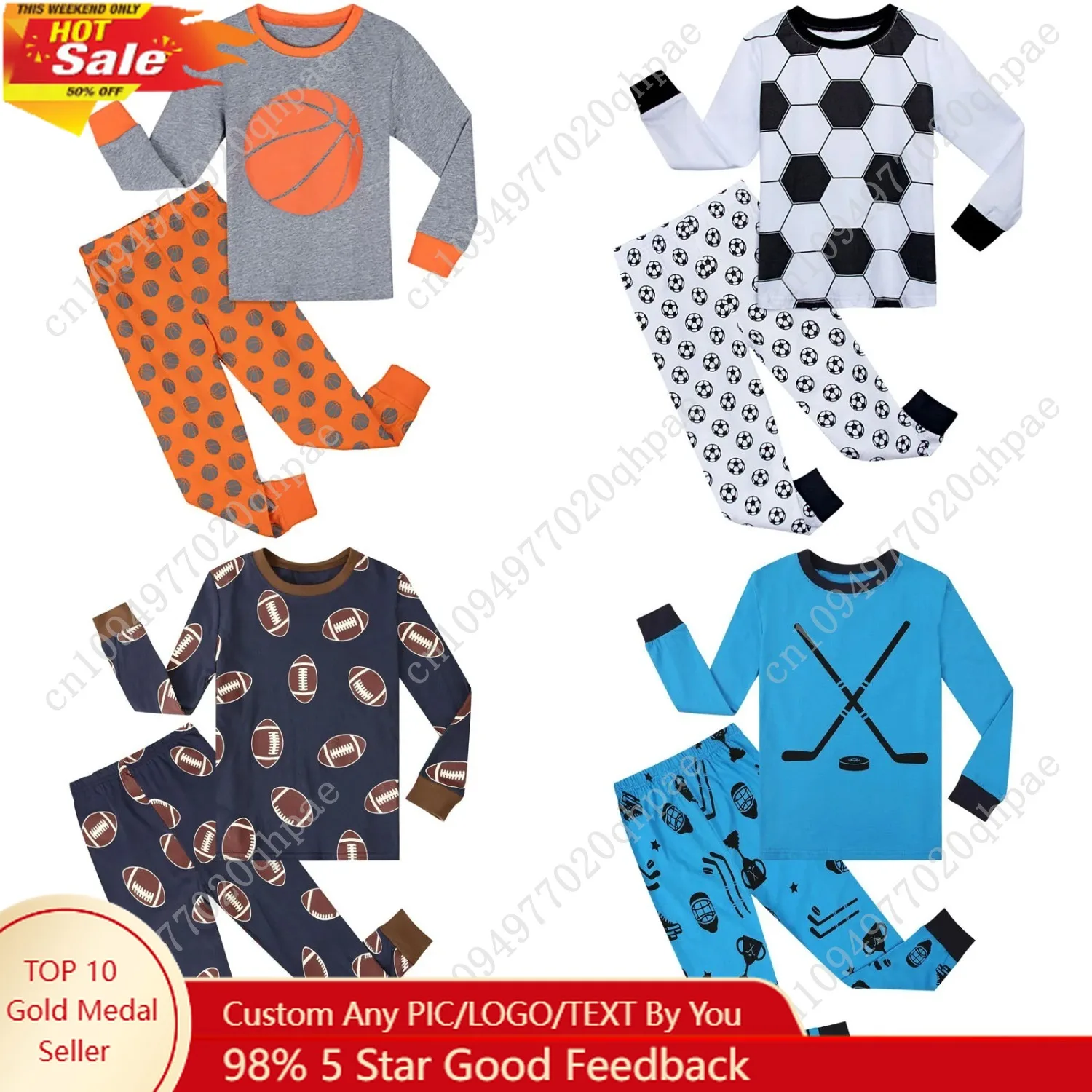 

Kids Boys Football Pajamas Set Child Sport Theme Pyjamas Toddler Girls Rugby pijama Cotton Christmas PJS 2-14 Years