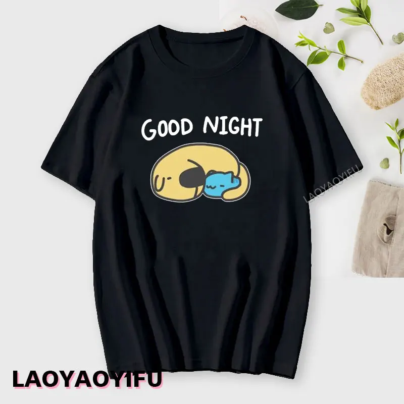 Bugcat Capoo and Funny Dog Cotton T-Shirt Fashion Short Sleeve Casual  Tee Kawaii Printing Unisex T Shirts Harajuku Streetwear