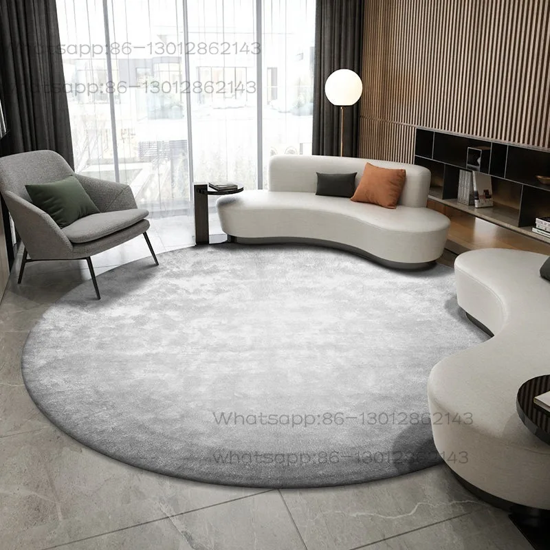 Round carpet high sense Nordic light luxury solid color living room bedroom short hair dirt resistant washable ， 2m in diameter
