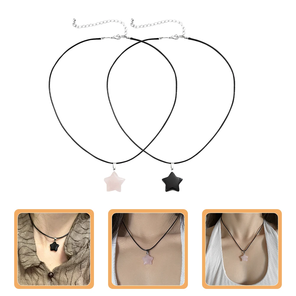 

2 Pcs Star Pendant Necklace Charm Necklaces for Women Aesthetic Fashionable Personality