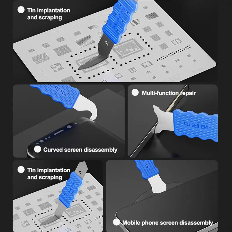 RELIFE TD2 Multifunctional Disassembly Tool A/B/C/D Bendable Steel for Phone Repair Curved Screen Removal Soldering Middle Frame