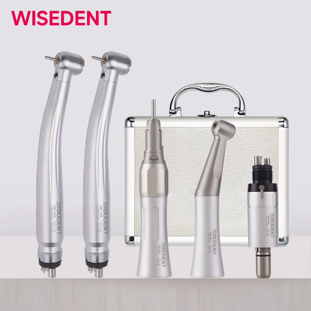 

Dental High and Low Speed Handpiece Kit LED Standard High Speed Handpiece Push Putton 1:1 Contra Angle Air Motor Set