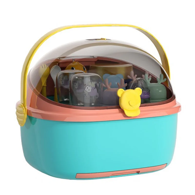 

B49B-Baby Bottle Storage Box, Waterproof Mold Holder, Cup Organizer With Lid, Dustproof Baby Food Utensils