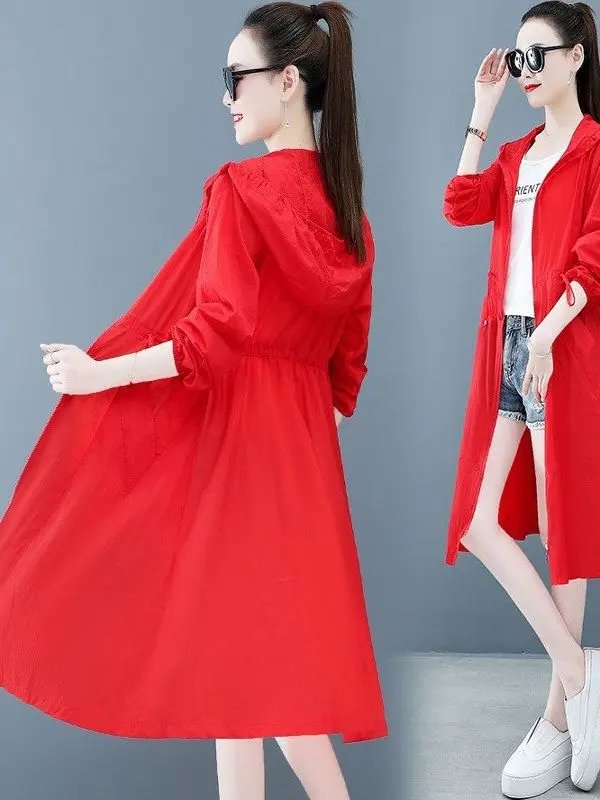 

Lightweight Thin Women's Summer New Korean Sle Waist-Cinching Ultra-Fairy Faionable Mid-Length Windbreaker Sunscreen Clothes