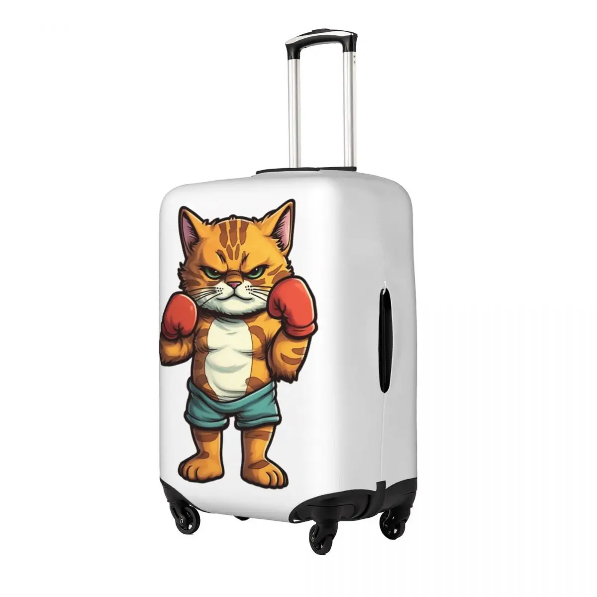 Strenght Cat Miaw With Red Boxing Gloves Print Luggage Protective Dust Covers Elastic Waterproof 18-32inch Suitcase Cover