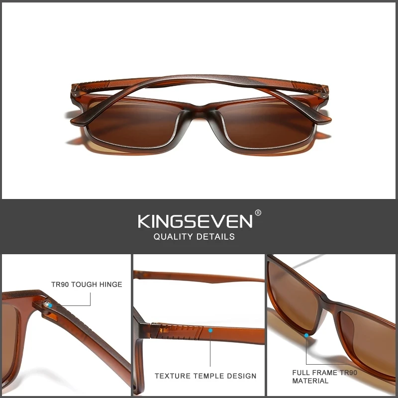 نظارات Kingseven الشمسية العصرية والبسيطة، مع تصميم خفيف الوزن للمساعدة في السفر بحرية، مريحة في الارتداء، يجب اقتناؤها للمناسبات غير الرسمية، ومظهر شبابي وأنيق