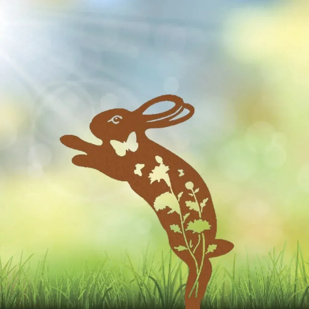 Metal Animal Garden Stakes: Elegant Bunny Butterfly Birds Outdoor Yard Decor
